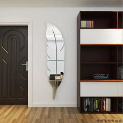 Acrylic Feather Mirror Wall Stickers Self-Adhesive Decorative Decals for Bedroom