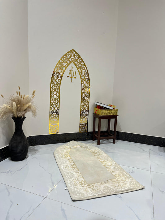 Mehrab Wall Art for Prayer Room – Elegant Islamic Decor with Allah Calligraphy