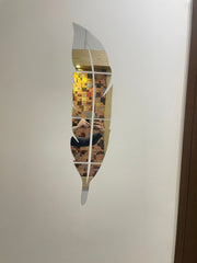Acrylic Feather Mirror Wall Stickers Self-Adhesive Decorative Decals for Bedroom
