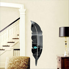 Acrylic Feather Mirror Wall Stickers Self-Adhesive Decorative Decals for Bedroom